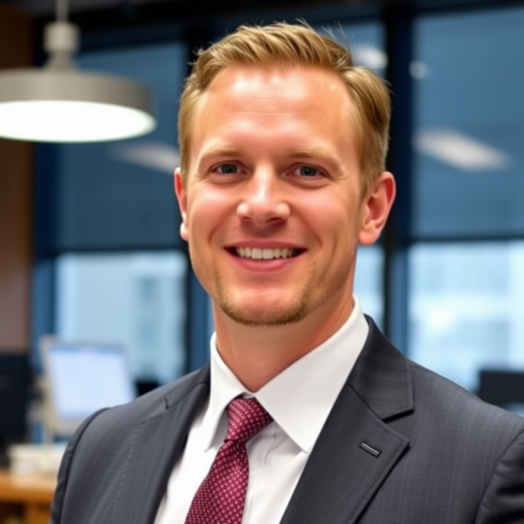 Professional headshot of Robert Thompson, Market Research Analyst, wearing a business suit and smiling confidently in an office setting